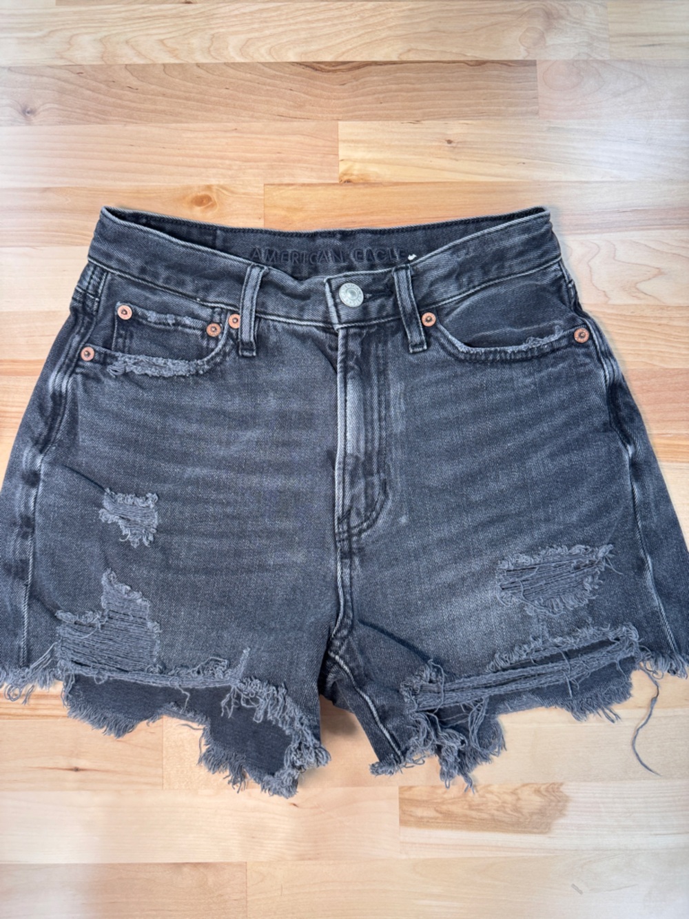 American Eagle High-Rise Black Distressed Women’s Denim Shorts